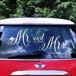 Mr and Mrs wedding day car sticker